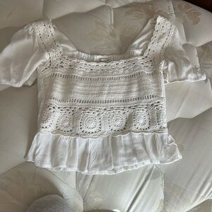 White Crochet Lace Women's Top